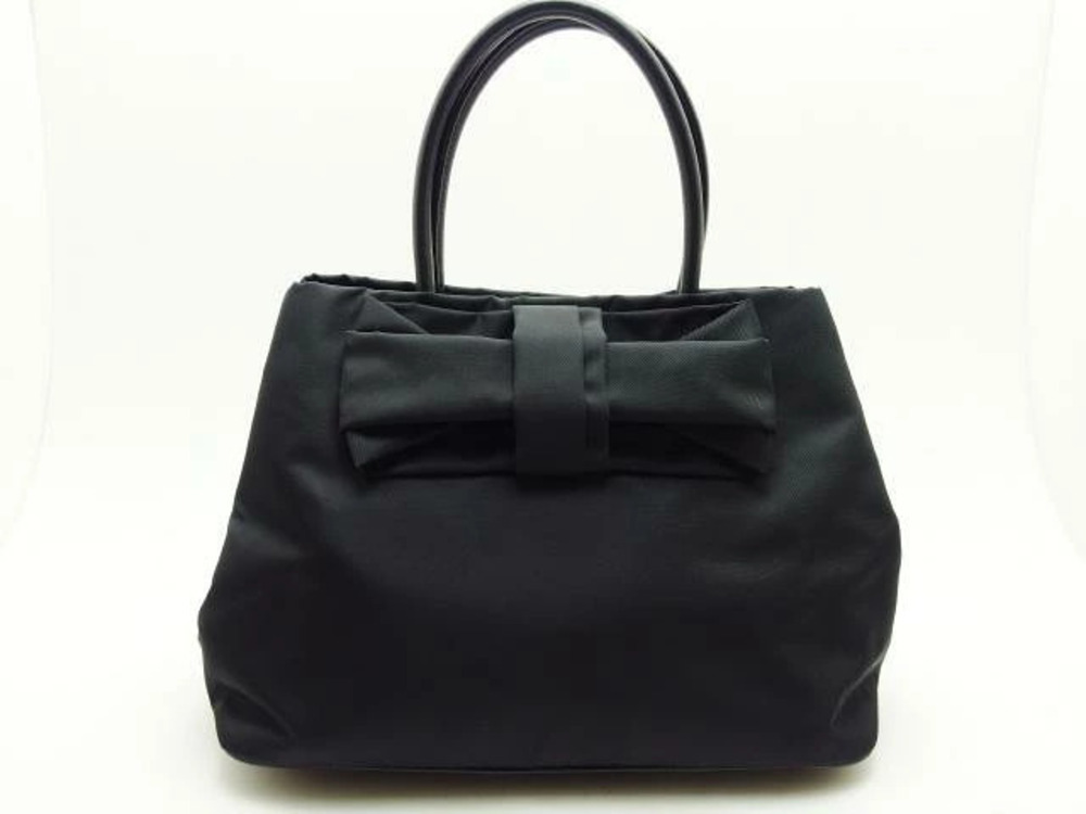 Prada black handbag distinct ribbon bow the front